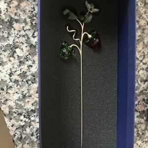 Swarovski Green and Red Crystal Flower Ornament